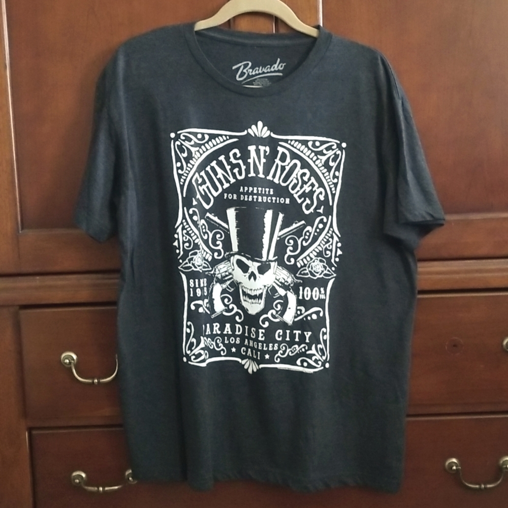 Bravado Grey/White  Guns N' Rose's Crew Neck Short Sleeves T-shirt -  Si…
